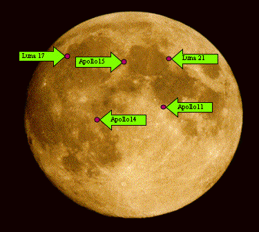 Lunar reflector locations