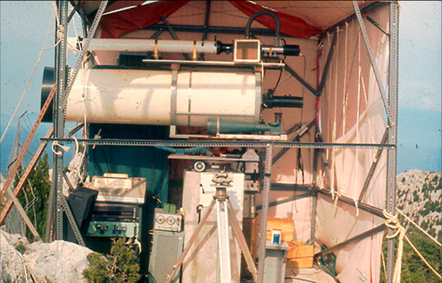 Dionysos laser system deployed on the island of Othoni northeast of Corfu, Greece, in October of 1973 (D. Balodimos personal archive).