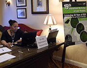 Lynette at registration desk